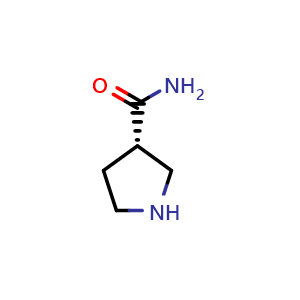 Chemical structure of (S)-pyrrolidine-3-carboxamide , CAS 573704-64-0, AChemBlock Q51836