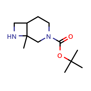 Chemical structure of tert-butyl 1-methyl-3,8-diazabicyclo[4.2.0]octane-3-carboxylate , CAS 1438241-17-8, AChemBlock Q51847