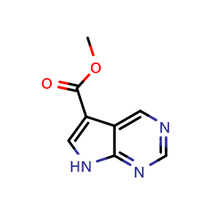 Chemical structure of methyl 7H-pyrrolo[2,3-d]pyrimidine-5-carboxylate , CAS 1234615-76-9, AChemBlock Q51879