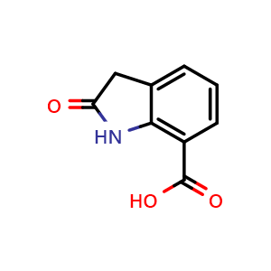 Chemical structure of 2-Oxoindoline-7-carboxylic acid , CAS 25369-43-1, AChemBlock Q51896