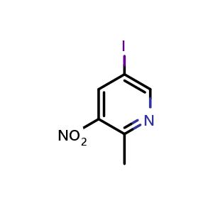 Chemical structure of 5-iodo-2-methyl-3-nitropyridine , CAS 905439-49-8, AChemBlock Q51900