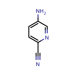 Chemical structure of 5-aminopicolinonitrile , CAS 55338-73-3, AChemBlock Q51916