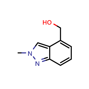 Chemical structure of (2-methyl-2H-indazol-4-yl)methanol , CAS 1079992-60-1, AChemBlock Q51921