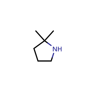 Chemical structure of 2,2-dimethylpyrrolidine , CAS 35018-15-6, AChemBlock Q51927