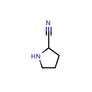 Chemical structure of pyrrolidine-2-carbonitrile , CAS 5626-49-3, AChemBlock Q51936