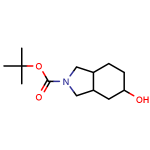 Chemical structure of tert-butyl 5-hydroxyoctahydro-2H-isoindole-2-carboxylate , CAS 203661-67-0, AChemBlock Q51948