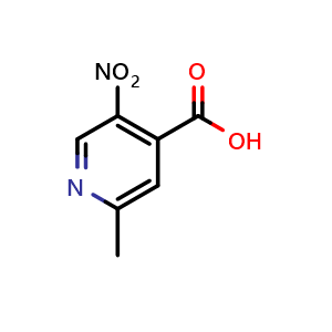 Chemical structure of 2-methyl-5-nitroisonicotinic acid , CAS 342618-24-0, AChemBlock Q51950