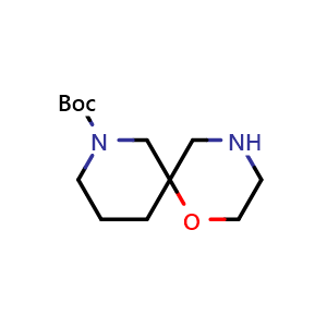 Chemical structure of tert-butyl 1-oxa-4,8-diazaspiro[5.5]undecane-8-carboxylate , CAS 1160247-05-1, AChemBlock Q51964