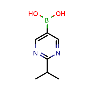 Chemical structure of (2-Isopropylpyrimidin-5-yl)boronic acid , CAS 1312942-16-7, AChemBlock Q52008