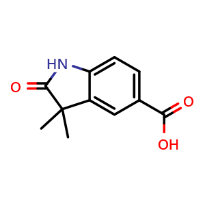 Chemical structure of 3,3-dimethyl-2-oxoindoline-5-carboxylic acid , CAS 129912-25-0, AChemBlock Q52028
