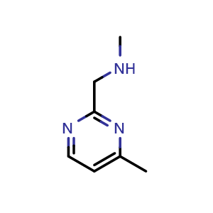Chemical structure of N-methyl-1-(4-methylpyrimidin-2-yl)methanamine , CAS 1083273-88-4, AChemBlock Q52033