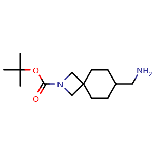 Chemical structure of tert-butyl 7-(aminomethyl)-2-azaspiro[3.5]nonane-2-carboxylate , CAS 1638767-03-9, AChemBlock Q52035