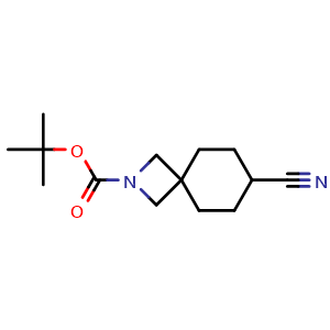 Chemical structure of tert-butyl 7-cyano-2-azaspiro[3.5]nonane-2-carboxylate , CAS 1434141-70-4, AChemBlock Q52036