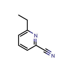 Chemical structure of 6-ethylpicolinonitrile , CAS 59146-66-6, AChemBlock Q52057