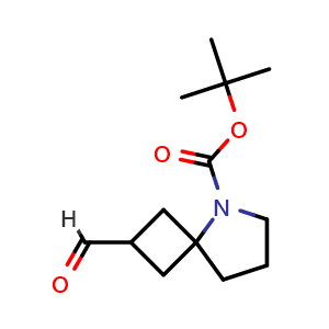 Chemical structure of tert-butyl 2-formyl-5-azaspiro[3.4]octane-5-carboxylate , CAS 1434141-98-6, AChemBlock Q52061