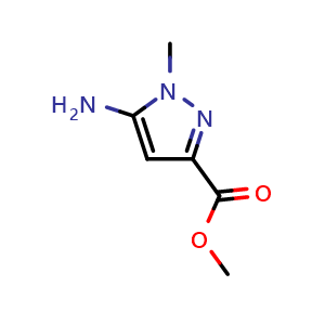 Chemical structure of methyl 5-amino-1-methyl-1H-pyrazole-3-carboxylate , CAS 92406-53-6, AChemBlock Q52069