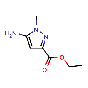 Chemical structure of ethyl 5-amino-1-methyl-1H-pyrazole-3-carboxylate , CAS 70500-80-0, AChemBlock Q52070