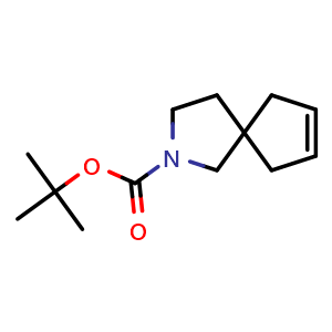 Chemical structure of tert-butyl 2-azaspiro[4.4]non-7-ene-2-carboxylate , CAS 1638761-14-4, AChemBlock Q52078