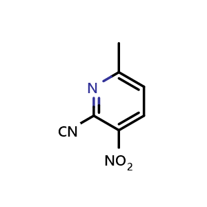 Chemical structure of 6-methyl-3-nitropicolinonitrile , CAS 187242-90-6, AChemBlock Q52092