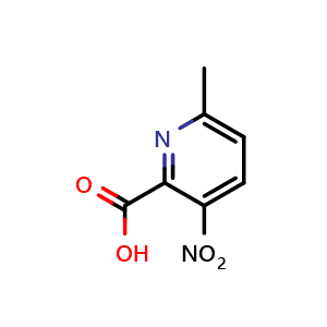 Chemical structure of 6-methyl-3-nitropicolinic acid , CAS 21203-64-5, AChemBlock Q52093