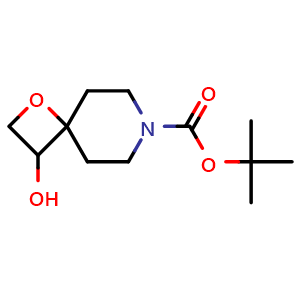 Chemical structure of tert-butyl 3-hydroxy-1-oxa-7-azaspiro[3.5]nonane-7-carboxylate , CAS 1638759-42-8, AChemBlock Q52152