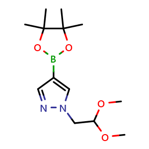 Chemical structure of 1-(2,2-dimethoxyethyl)-4-(4,4,5,5-tetramethyl-1,3,2-dioxaborolan-2-yl)-1H-pyrazole , CAS 864754-40-5, AChemBlock Q52204