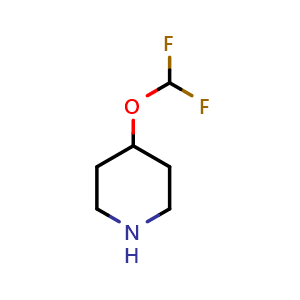 Chemical structure of 4-(difluoromethoxy)piperidine , CAS 1147107-39-8, AChemBlock Q52210