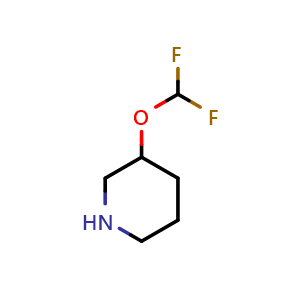 Chemical structure of 3-(difluoromethoxy)piperidine , CAS 1240528-91-9, AChemBlock Q52212
