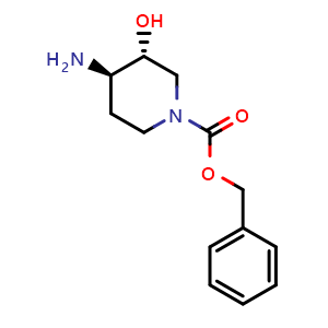 Chemical structure of benzyl (3R,4R)-4-amino-3-hydroxypiperidine-1-carboxylate , CAS 959617-87-9, AChemBlock Q52234