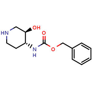 Chemical structure of benzyl ((3R,4R)-3-hydroxypiperidin-4-yl)carbamate , CAS 1638744-48-5, AChemBlock Q52247