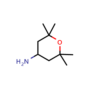 Chemical structure of 2,2,6,6-tetramethyltetrahydro-2H-pyran-4-amine , CAS 1301178-43-7, AChemBlock Q52290