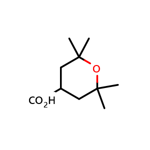 Chemical structure of 2,2,6,6-tetramethyltetrahydro-2H-pyran-4-carboxylic acid , CAS 1429421-99-7, AChemBlock Q52293