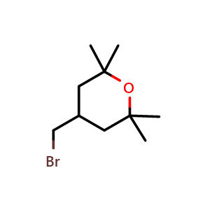 Chemical structure of 4-(bromomethyl)-2,2,6,6-tetramethyltetrahydro-2H-pyran , CAS 1638760-06-1, AChemBlock Q52296