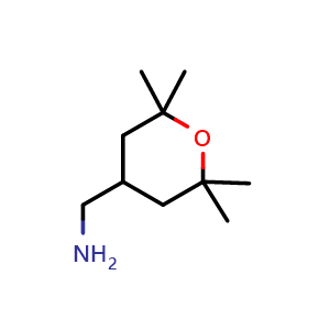 Chemical structure of (2,2,6,6-tetramethyltetrahydro-2H-pyran-4-yl)methanamine , CAS 1449010-05-2, AChemBlock Q52298