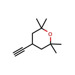 Chemical structure of 4-ethynyl-2,2,6,6-tetramethyltetrahydro-2H-pyran , CAS 1638771-22-8, AChemBlock Q52299