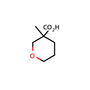 Chemical structure of 3-methyltetrahydro-2H-pyran-3-carboxylic acid , CAS 1158760-05-4, AChemBlock Q52314