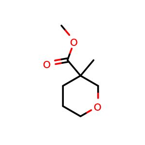 Chemical structure of methyl 3-methyltetrahydro-2H-pyran-3-carboxylate , CAS 1849355-35-6, AChemBlock Q52315