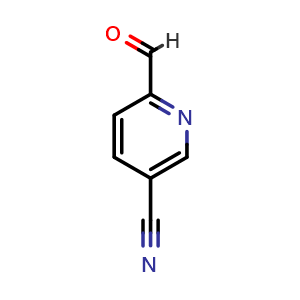 Chemical structure of 6-formylnicotinonitrile , CAS 206201-64-1, AChemBlock Q52328