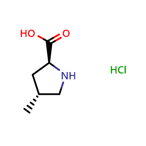Chemical structure of (2S,4R)-4-methylpyrrolidine-2-carboxylic acid hydrochloride , CAS 365280-18-8, AChemBlock Q52337