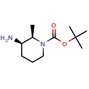 Chemical structure of tert-butyl (2R,3R)-3-amino-2-methylpiperidine-1-carboxylate , CAS 1638744-05-4, AChemBlock Q52345