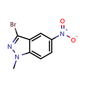 Chemical structure of 3-Bromo-1-methyl-5-nitro-1H-indazole , CAS 74209-25-9, AChemBlock Q52383