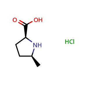 Chemical structure of (2S,5S)-5-methylpyrrolidine-2-carboxylic acid hydrochloride , CAS 38228-14-7, AChemBlock Q52437