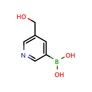 Chemical structure of (5-(hydroxymethyl)pyridin-3-yl)boronic acid , CAS 908369-20-0, AChemBlock Q52446