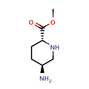 Chemical structure of methyl (2R,5S)-5-aminopiperidine-2-carboxylate , CAS 1229020-02-3, AChemBlock Q52451