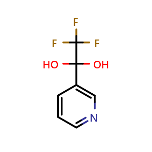 Chemical structure of 2,2,2-trifluoro-1-(pyridin-3-yl)ethane-1,1-diol , CAS 33284-19-4, AChemBlock Q52456
