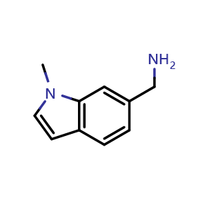 Chemical structure of (1-methyl-1H-indol-6-yl)methanamine , CAS 864264-03-9, AChemBlock Q52461