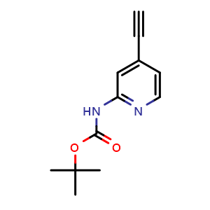 Chemical structure of tert-butyl (4-ethynylpyridin-2-yl)carbamate , CAS 1196145-93-3, AChemBlock Q52475