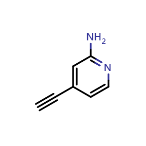 Chemical structure of 4-ethynylpyridin-2-amine , CAS 1094679-27-2, AChemBlock Q52477