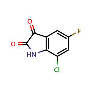 Chemical structure of 7-chloro-5-fluoroindoline-2,3-dione , CAS 259860-03-2, AChemBlock Q52478