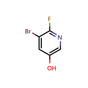 Chemical structure of 5-Bromo-6-fluoropyridin-3-ol , CAS 186593-54-4, AChemBlock Q52499
